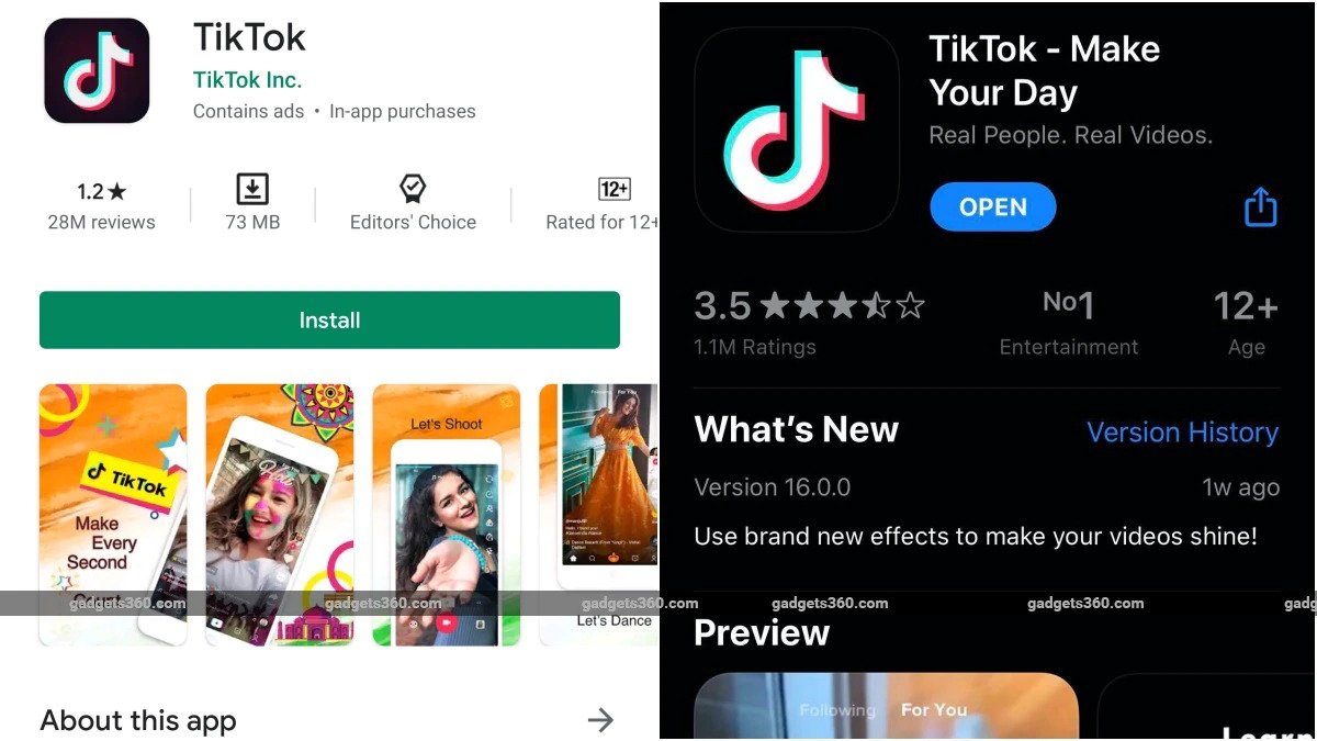 tiktok on apple store and android
