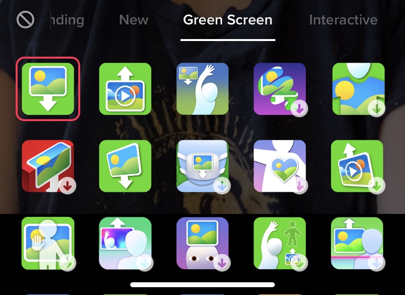 select greenscreen in tiktok