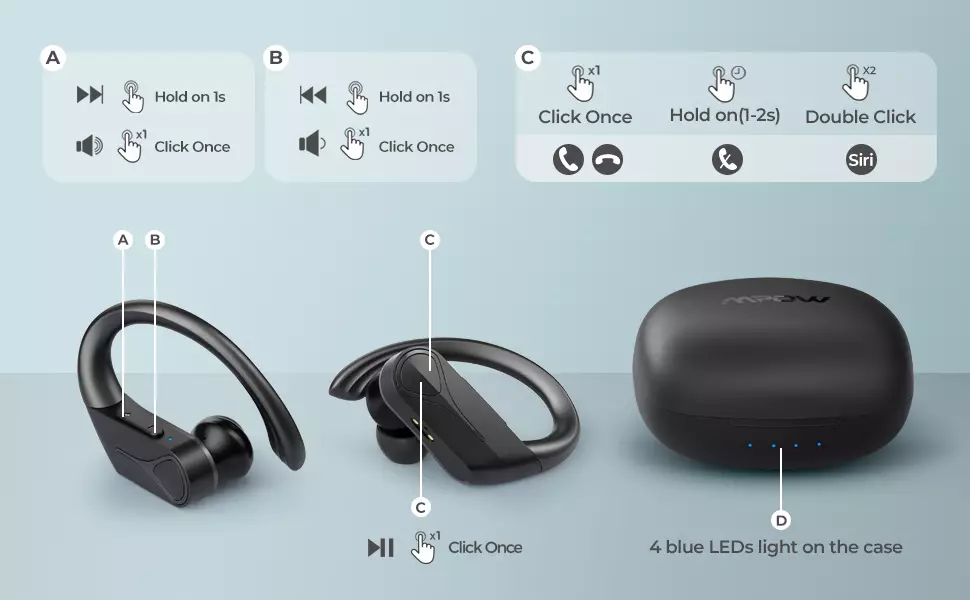 whats on the box 
 in Mpow Flame Solo Wireless Earbuds Sport 